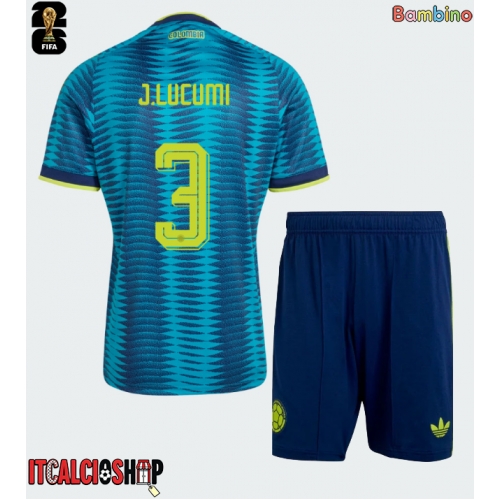 Colombia Jhon Lucumi #3 Seconda Maglia Bambino Mondiali 2026 Manica Corta (+ Pantaloni corti)